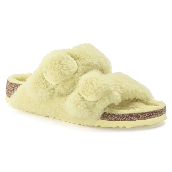 Birkenstock Arizona Big Buckle Teddy Rivet Logo Popcorn Shearling